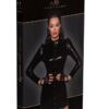 Noir Handmade F246 Short PVC Dress Fastened in the Front with Gold Clasps - Image 2